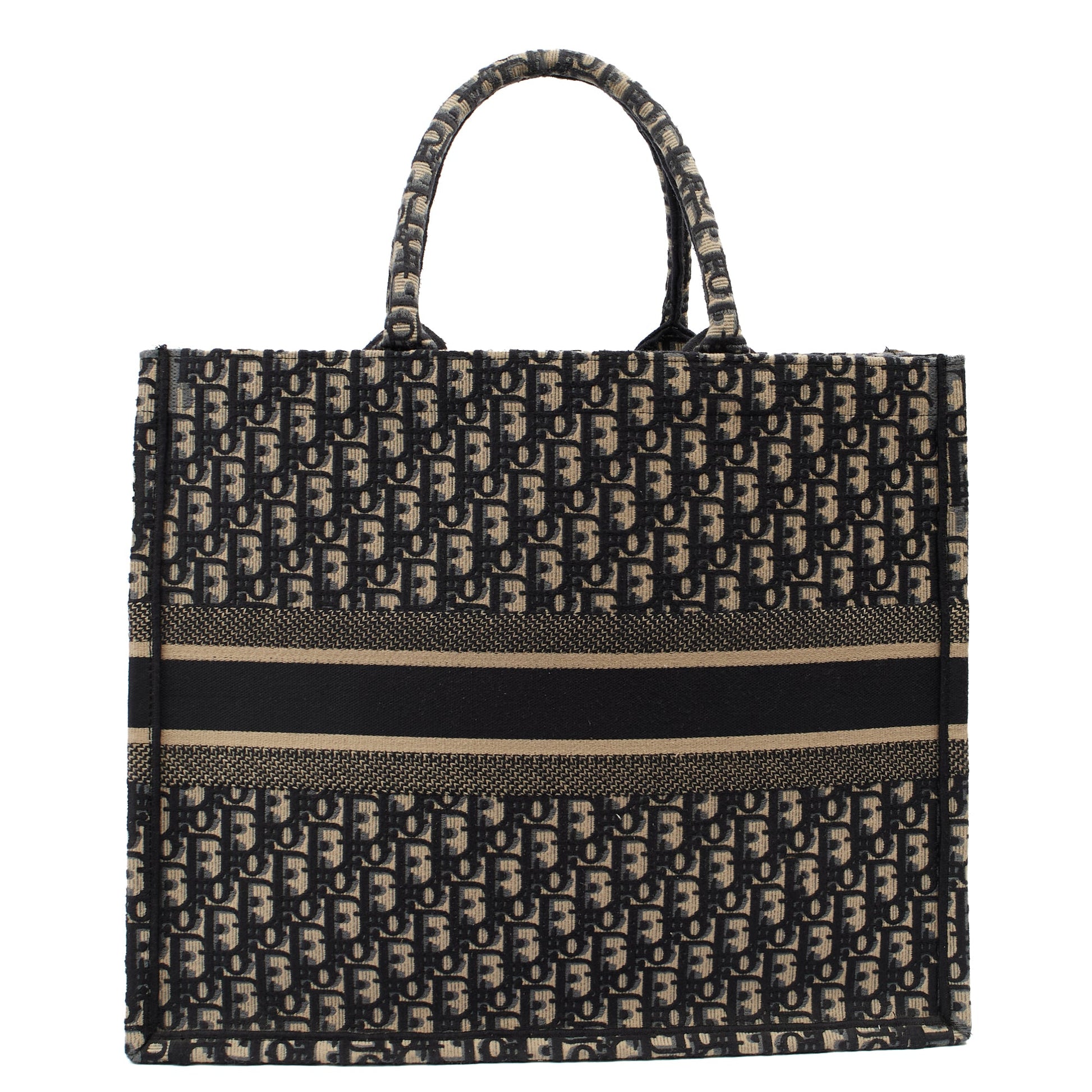 Christian Dior Tote Book Tote in Blue, Dior Oblique Embroidery — Back View