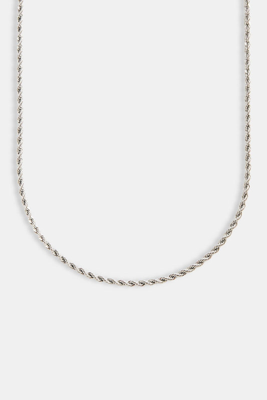 Cernucci Rope Chain - 3mm - White — 30" — Side View
