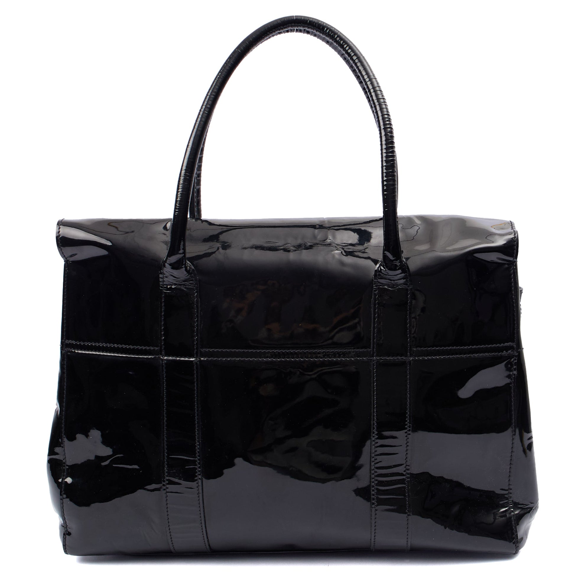 Mulberry Tote Bayswater Heritage in Black, Patent Leather — Back View