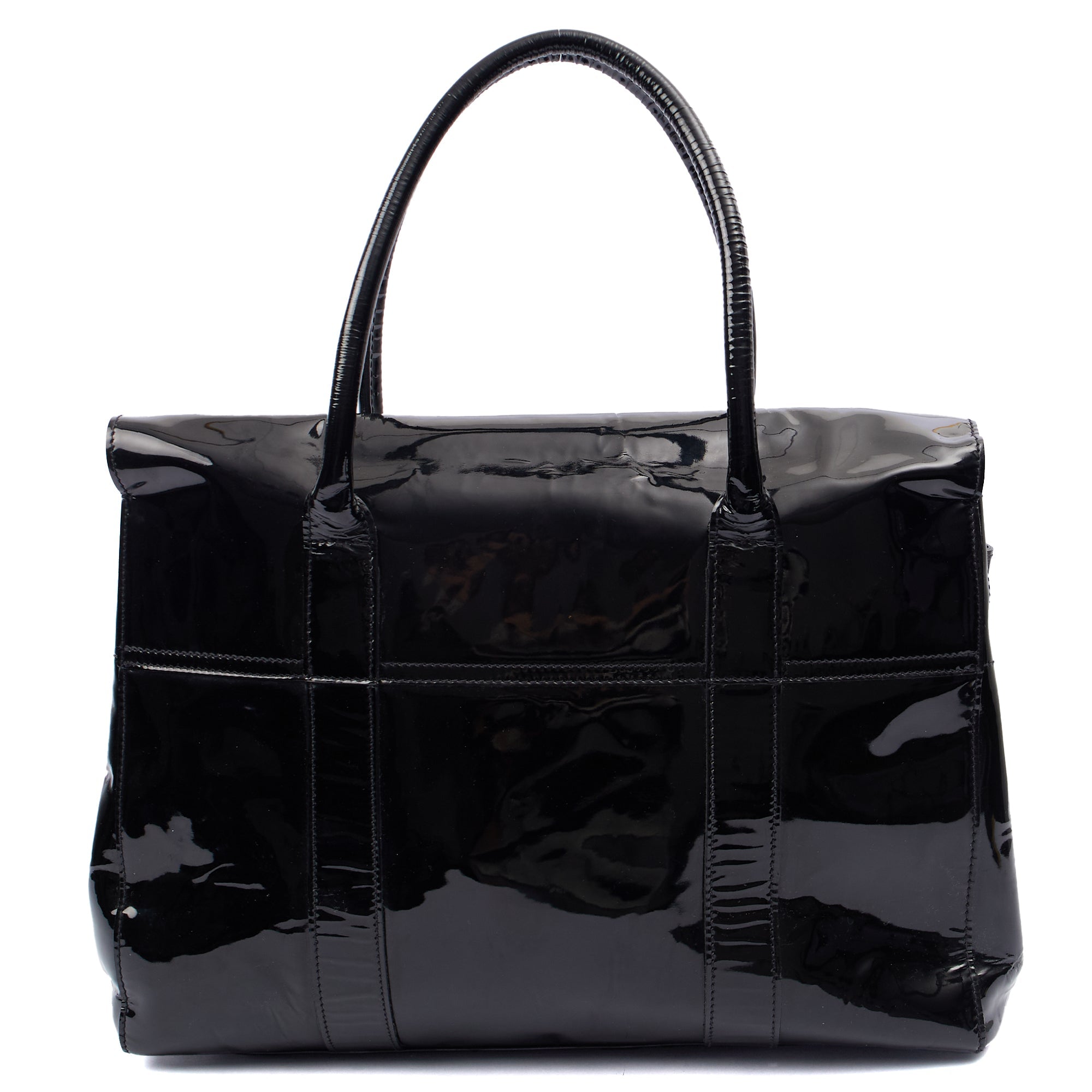 Mulberry Tote Bayswater Heritage in Black, Patent Leather — Back View