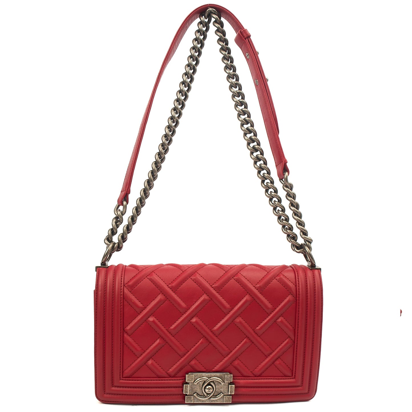 Chanel Shoulder Bag Boy - Medium in Red, Calfskin Leather — Alternate View 25