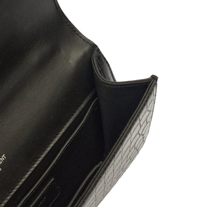 Saint Laurent Cross Body Crossbody in Black, Exotic Effect Leather — Detail View