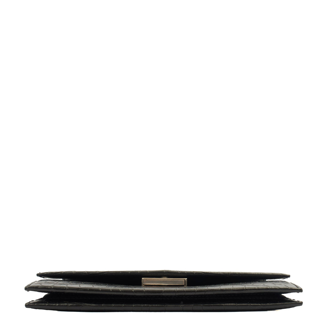 Saint Laurent Cross Body Crossbody in Black, Exotic Effect Leather — Top View
