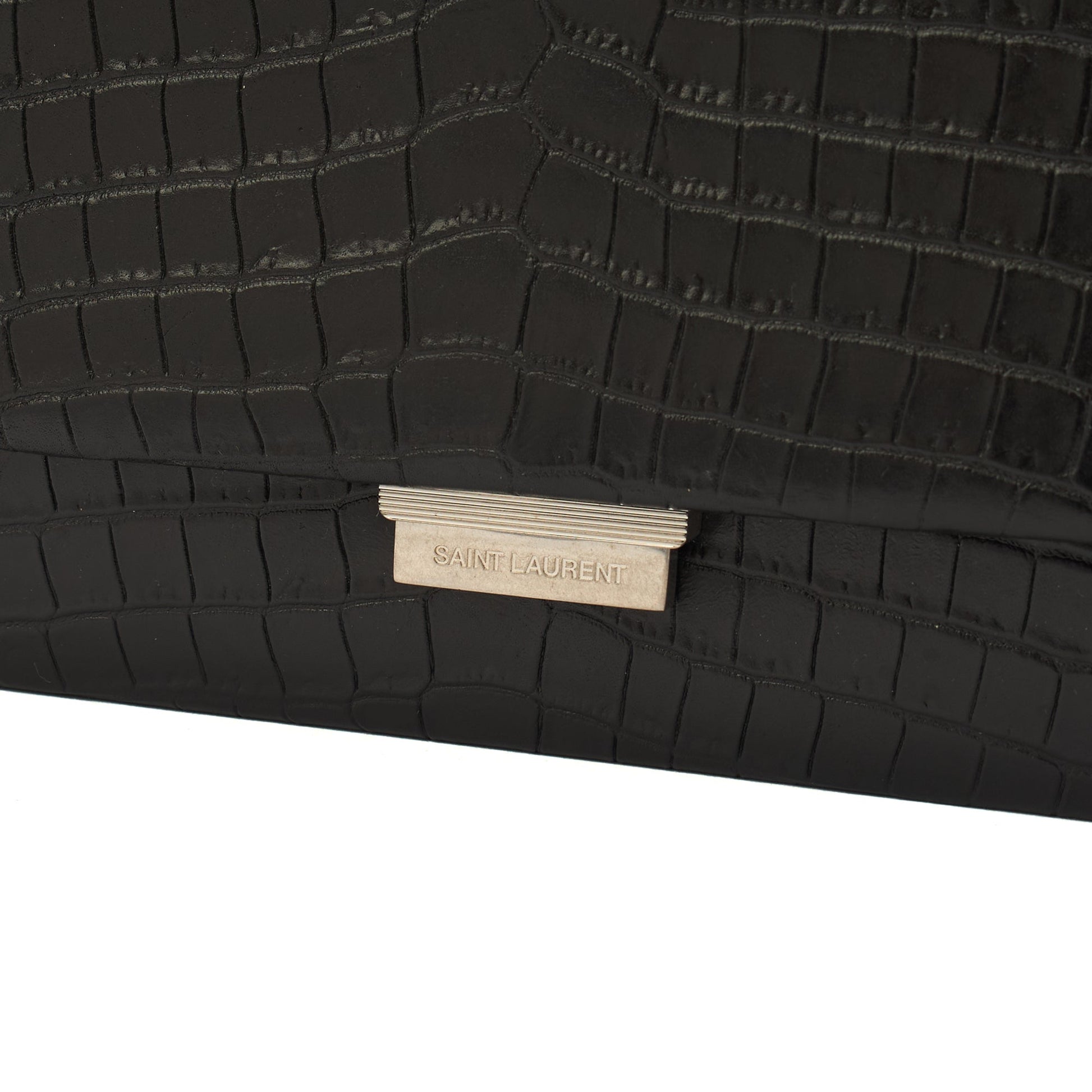 Saint Laurent Cross Body Crossbody in Black, Exotic Effect Leather — Lifestyle View