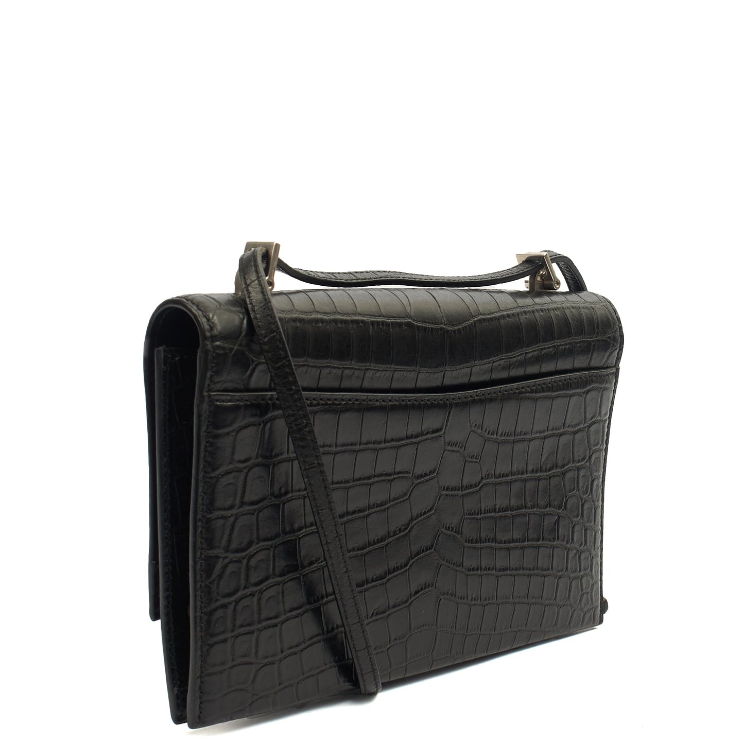 Saint Laurent Cross Body Crossbody in Black, Exotic Effect Leather — Alternate View 8