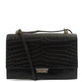 Saint Laurent Cross Body Crossbody in Black, Exotic Effect Leather — Front View