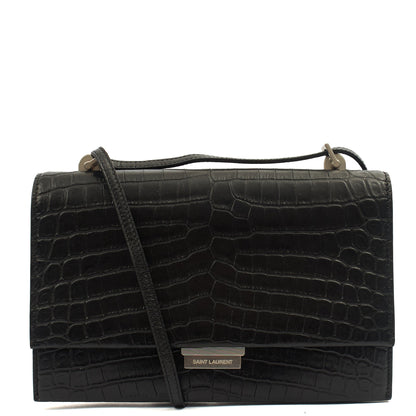 Saint Laurent Cross Body Crossbody in Black, Exotic Effect Leather — Alternate View 13