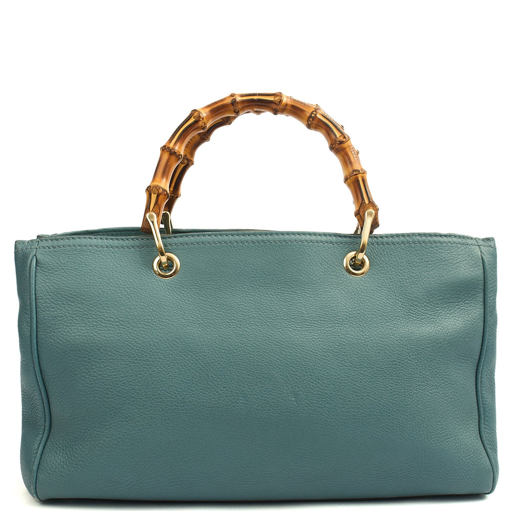 Gucci Tote Bamboo Shopper Tote - Medium in Blue, Leather — Back View