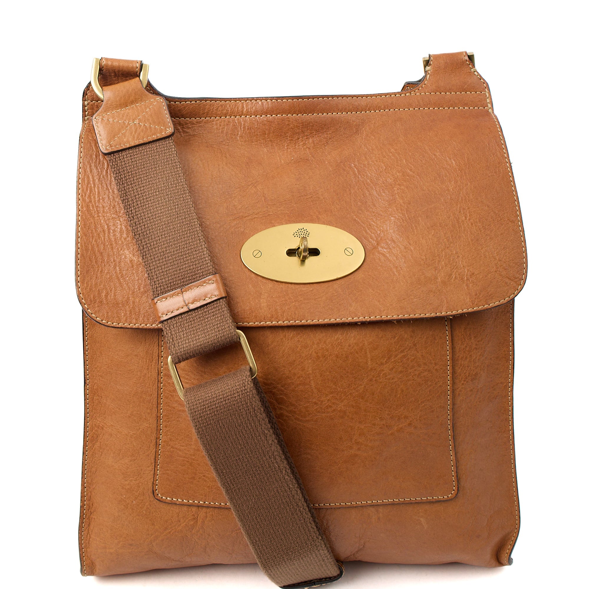 Mulberry Cross Body Antony - Large in Oak, Calfskin Leather — Front View