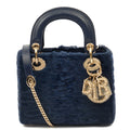 Lady Dior - Medium in Blue Astrakhan — Front View