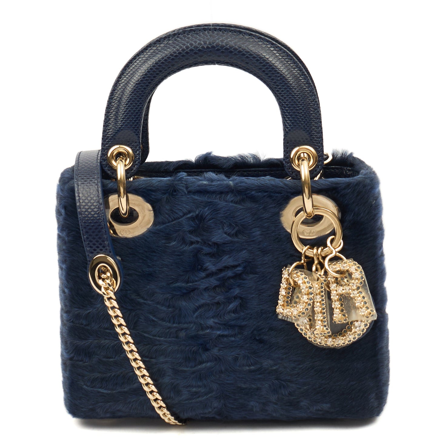 Lady Dior - Medium in Blue Astrakhan — Front View