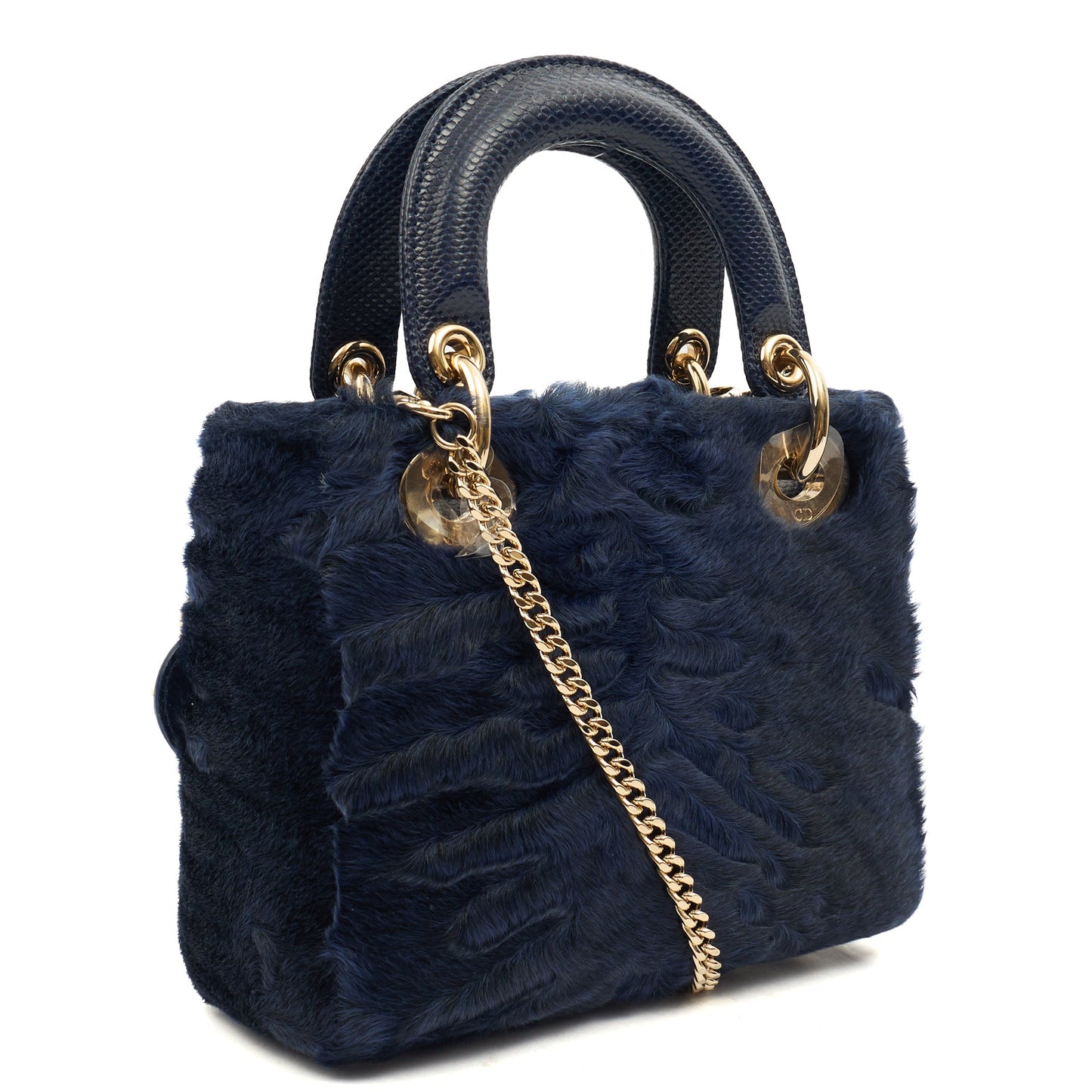 Lady Dior - Medium in Blue Astrakhan — Back View