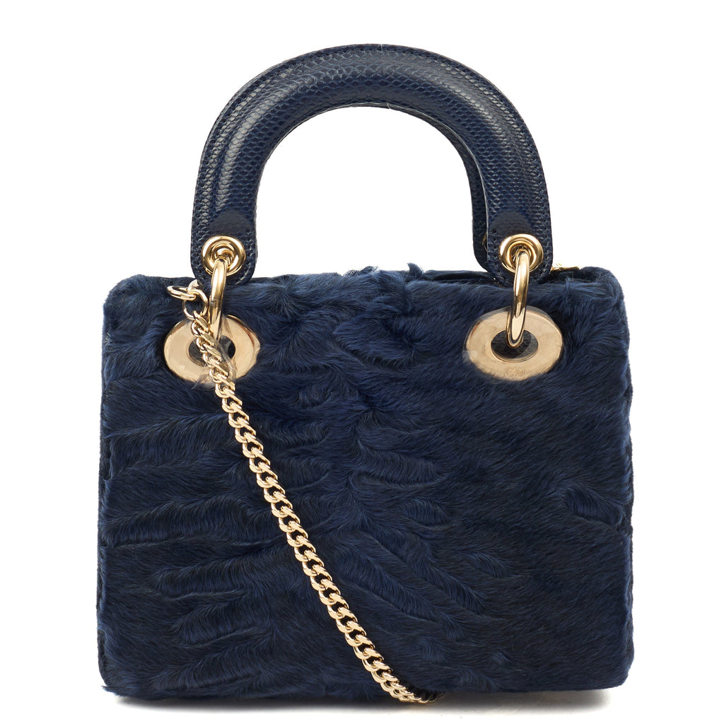 Lady Dior - Medium in Blue Astrakhan — Top View