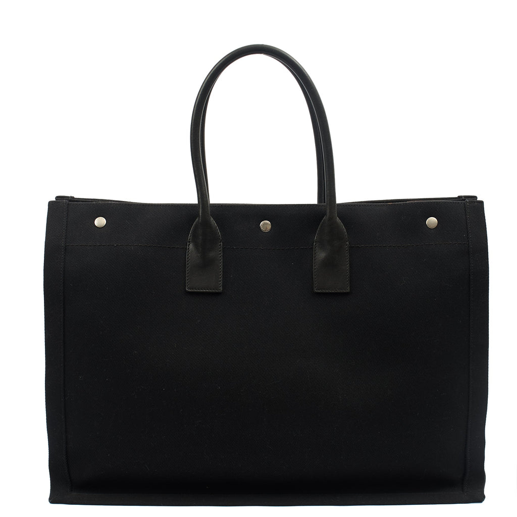 Saint Laurent Tote Rive Gauche Tote in Black, Fabric — Back View