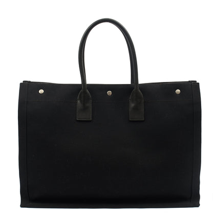 Saint Laurent Tote Rive Gauche Tote in Black, Fabric — Back View