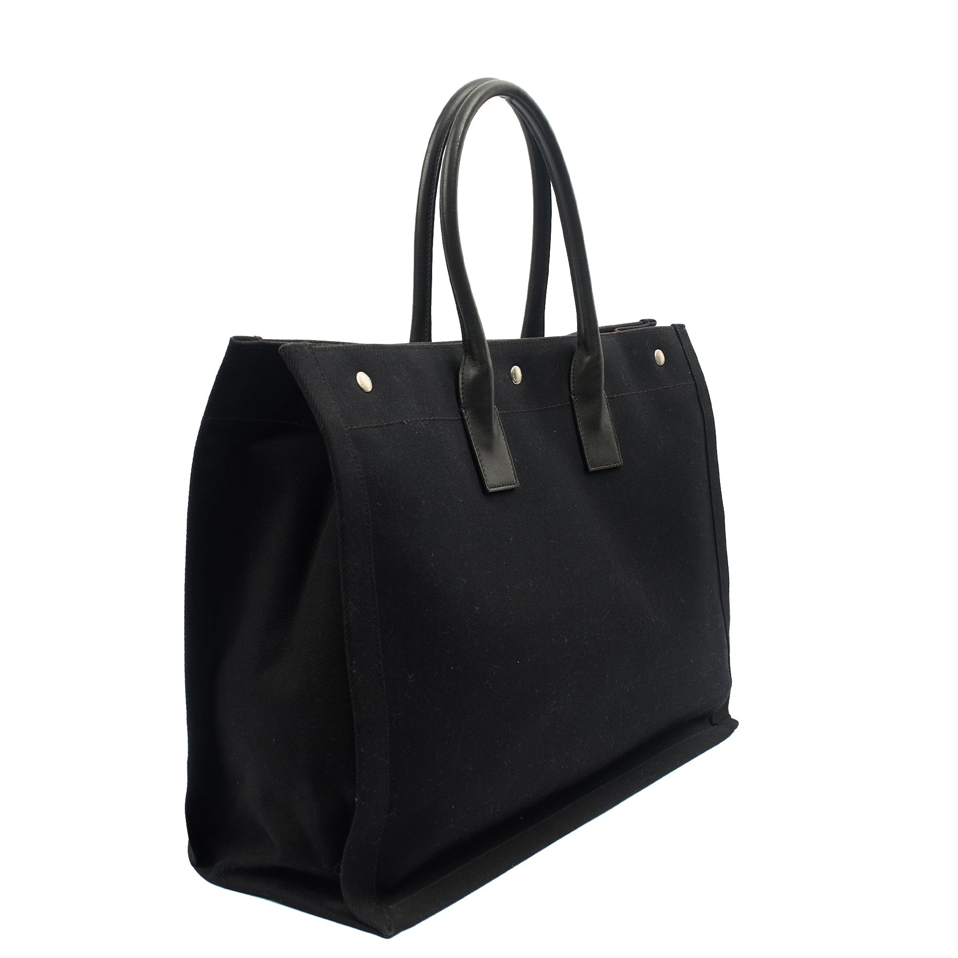 Saint Laurent Tote Rive Gauche Tote in Black, Fabric — Side View