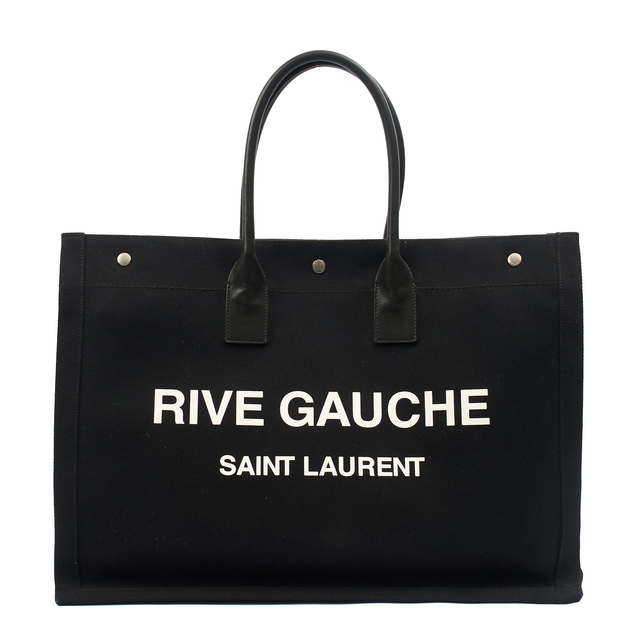 Saint Laurent Tote Rive Gauche Tote in Black, Fabric — Front View