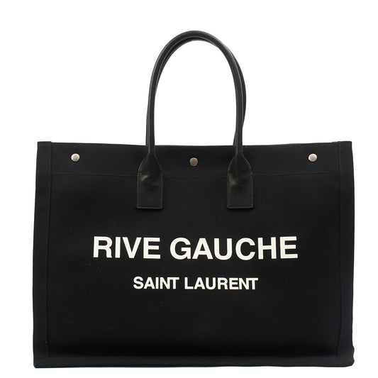 Saint Laurent Tote Rive Gauche Tote in Black, Fabric — Front View