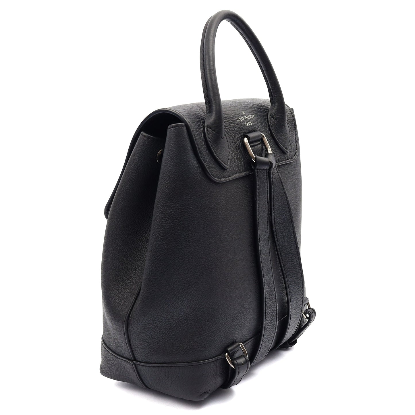 Louis Vuitton Backpack Lockme Backpack in Black, Calfskin Leather — Side View