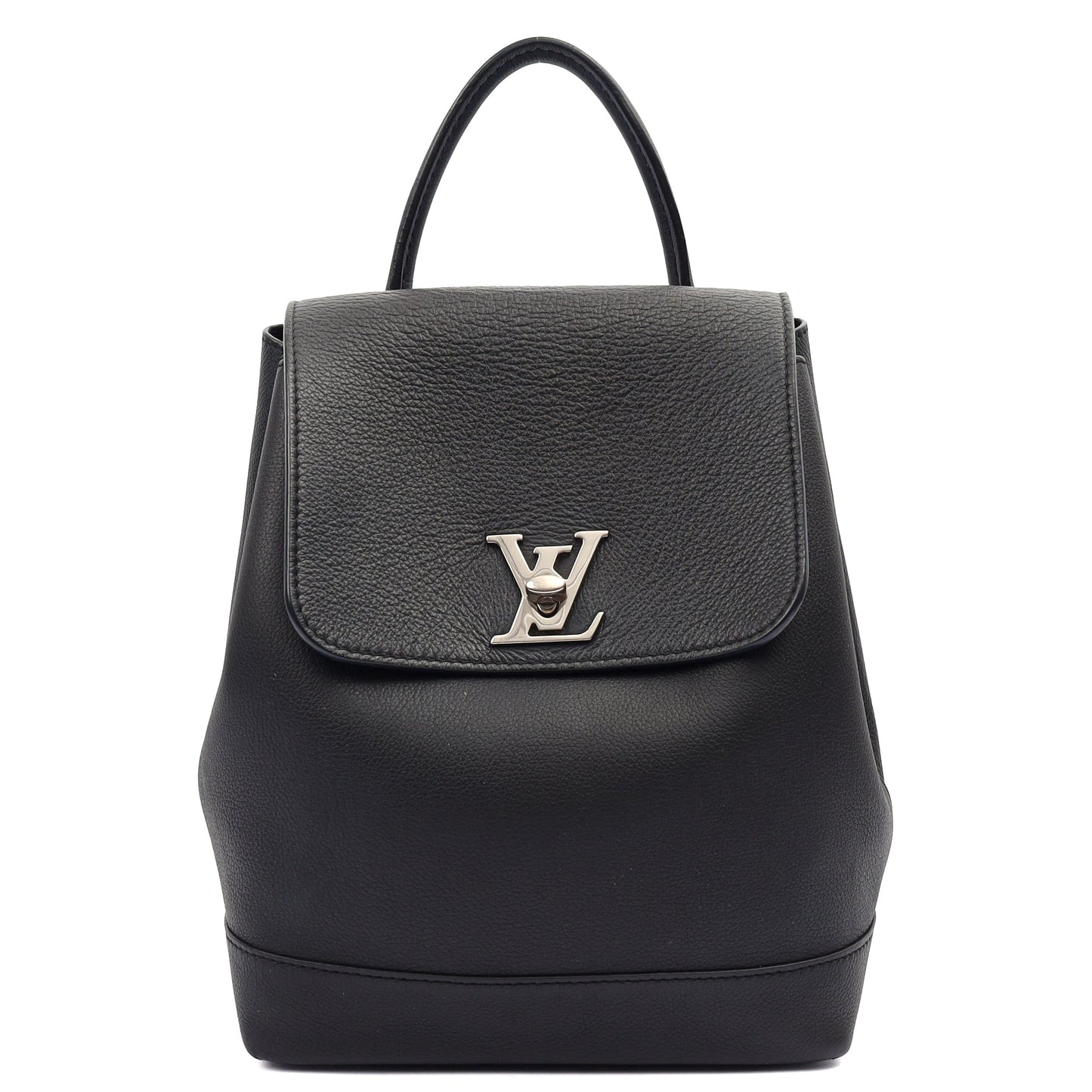 Louis Vuitton Backpack Lockme Backpack in Black, Calfskin Leather — Front View