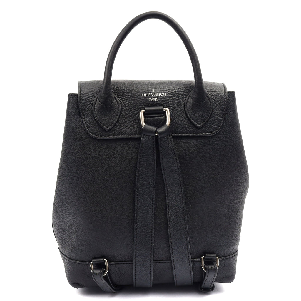 Louis Vuitton Backpack Lockme Backpack in Black, Calfskin Leather — Back View