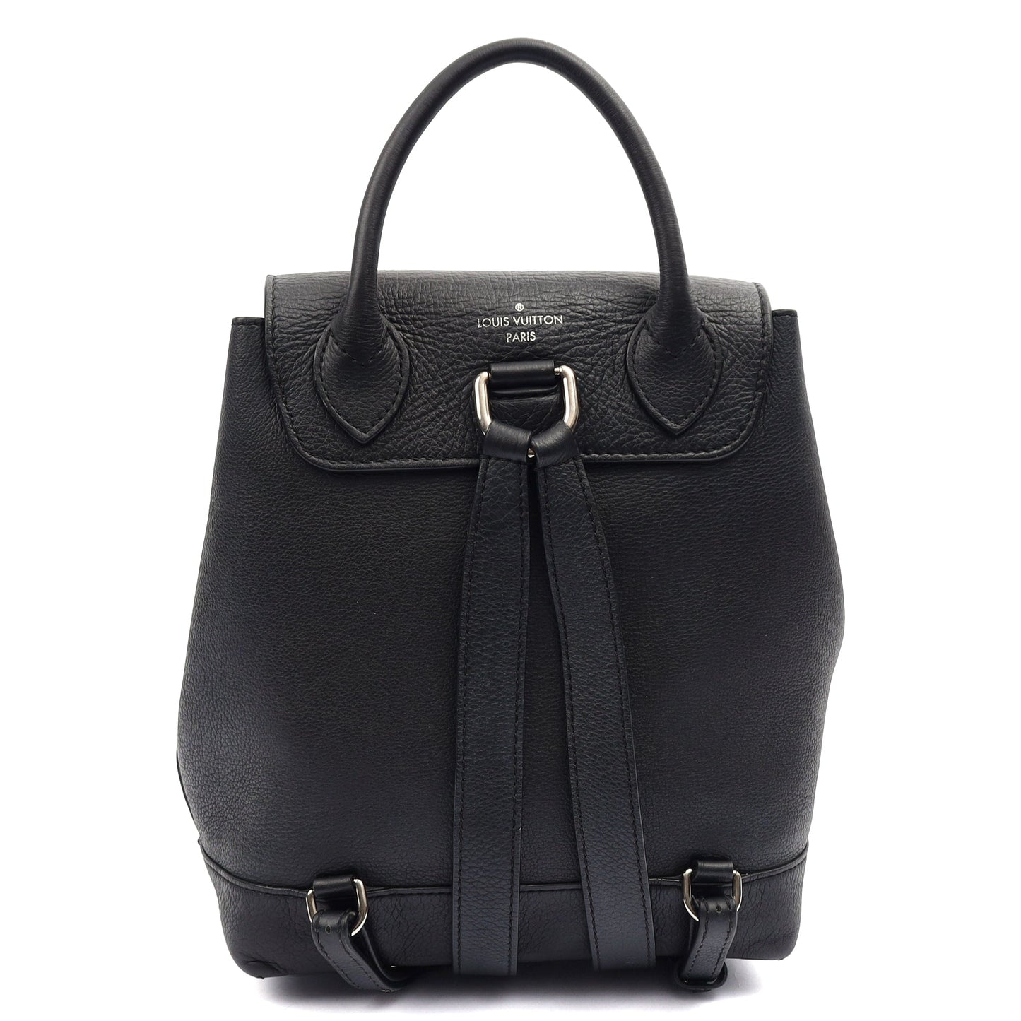 Louis Vuitton Backpack Lockme Backpack in Black, Calfskin Leather — Back View