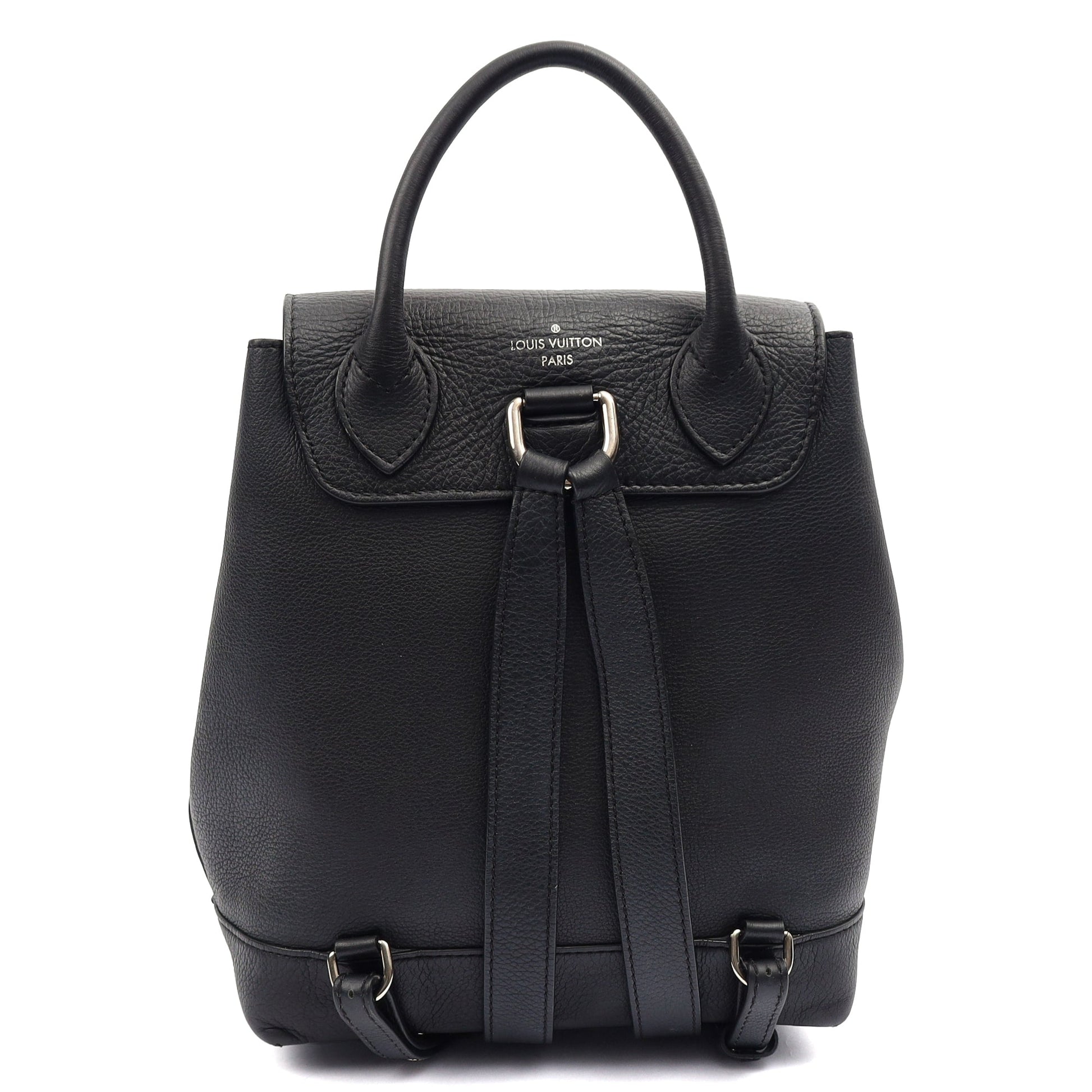 Louis Vuitton Backpack Lockme Backpack in Black, Calfskin Leather — Back View
