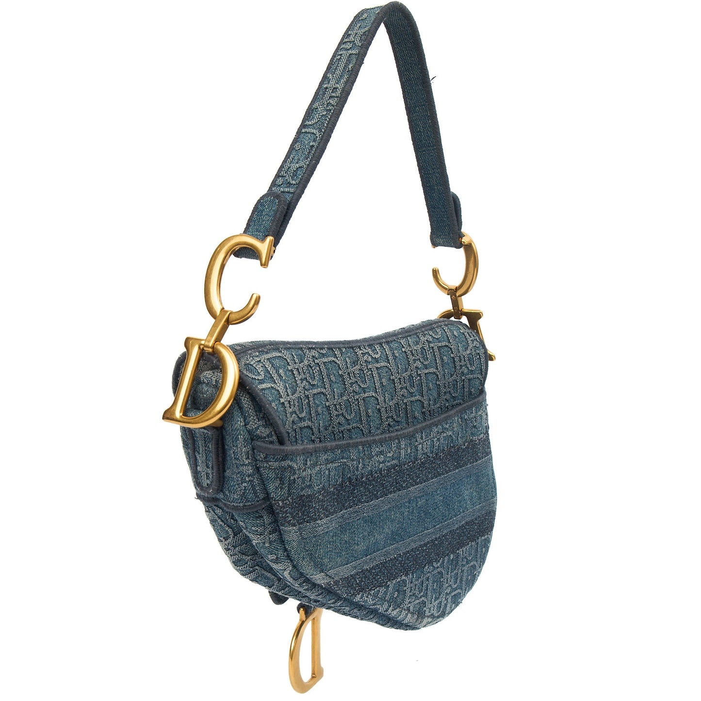 Christian Dior Shoulder Bag Saddle Bag in Blue, Fabric — Alternate View 9