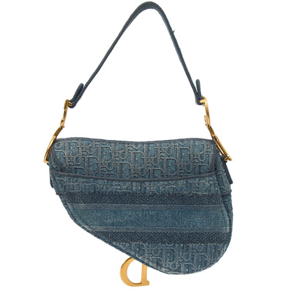 Christian Dior Shoulder Bag Saddle Bag in Blue, Fabric — Alternate View 17