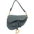 Christian Dior Shoulder Bag Saddle Bag in Blue, Fabric — Front View