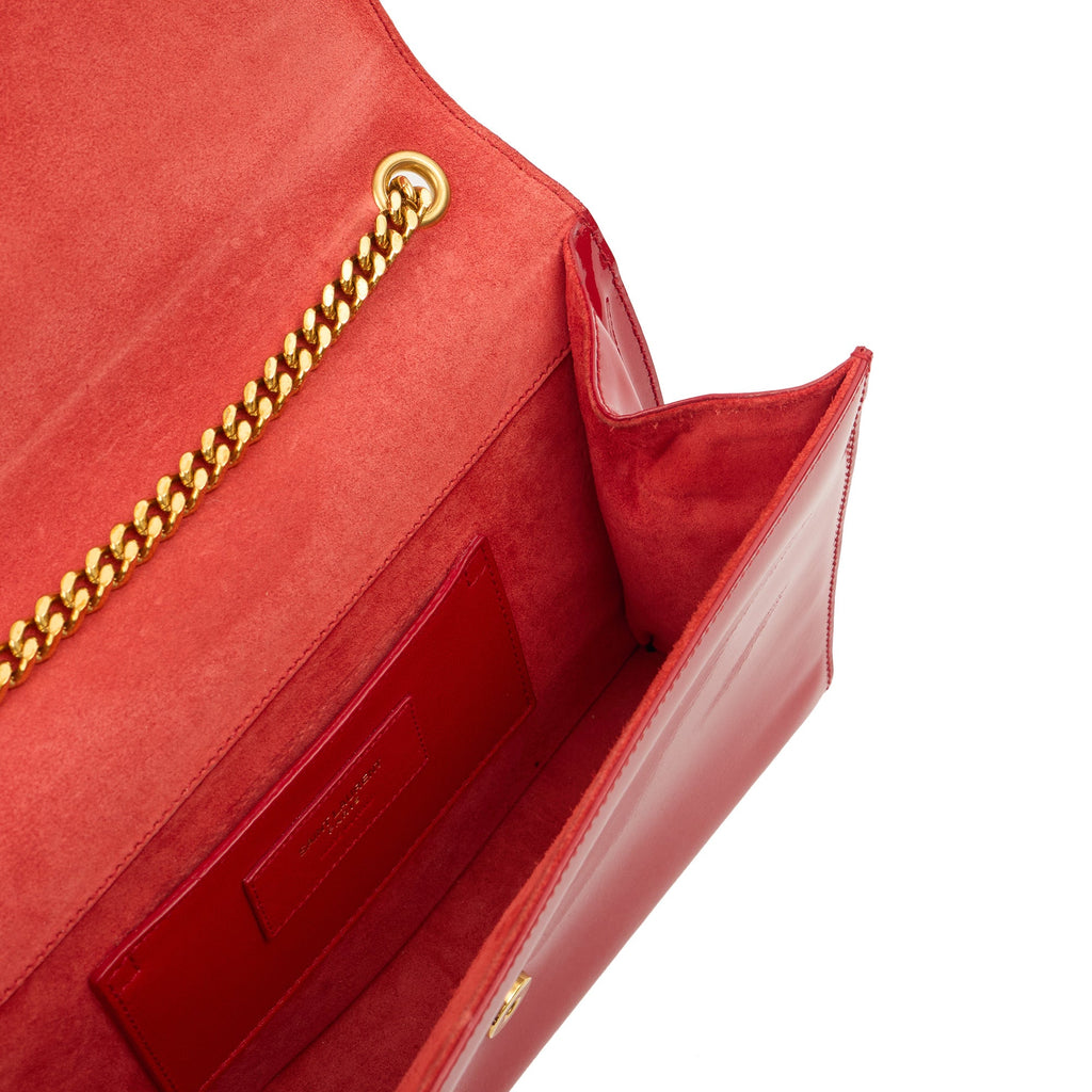 Saint Laurent Cross Body Kate Medium in Red, Patent Leather — Detail View