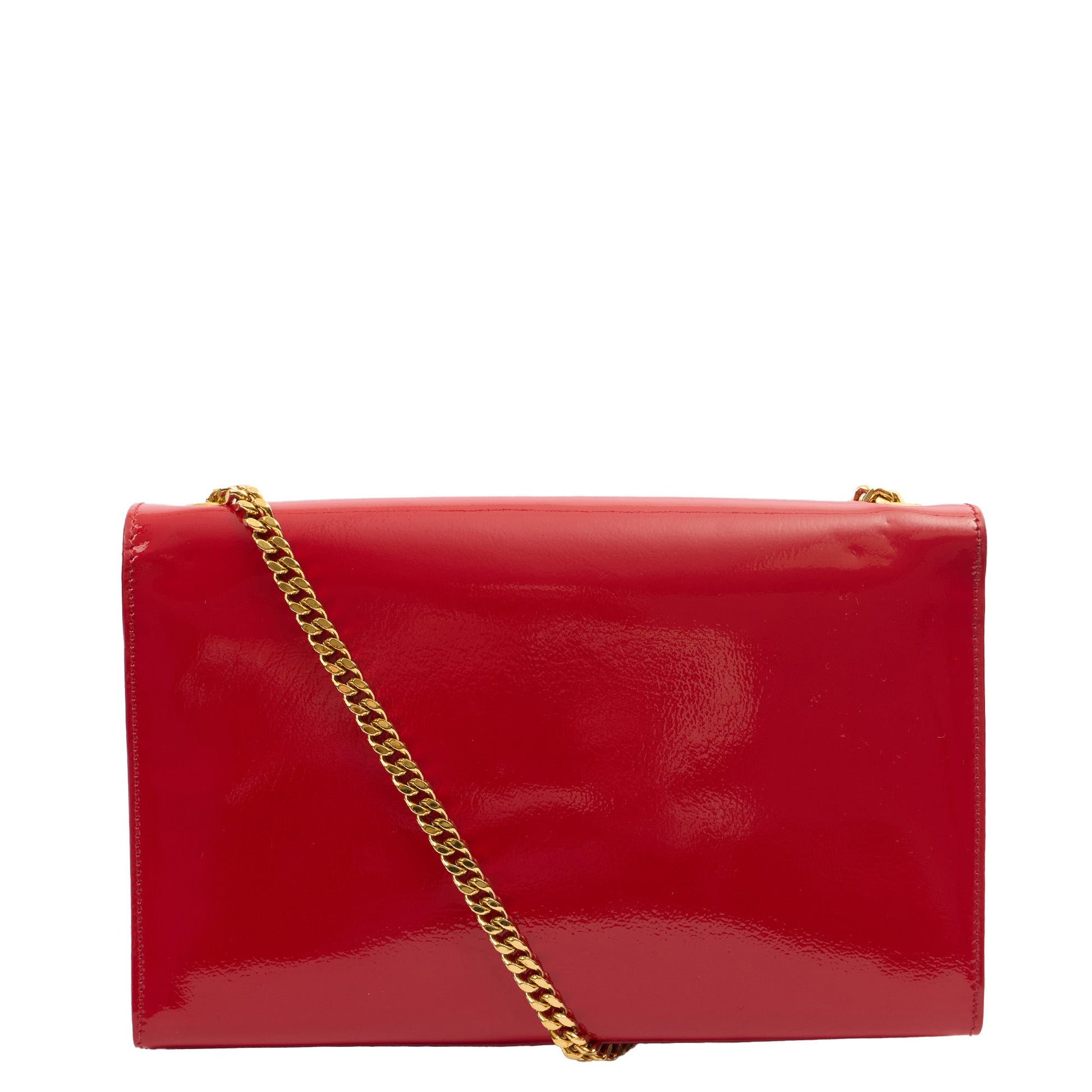 Saint Laurent Cross Body Kate Medium in Red, Patent Leather — Back View