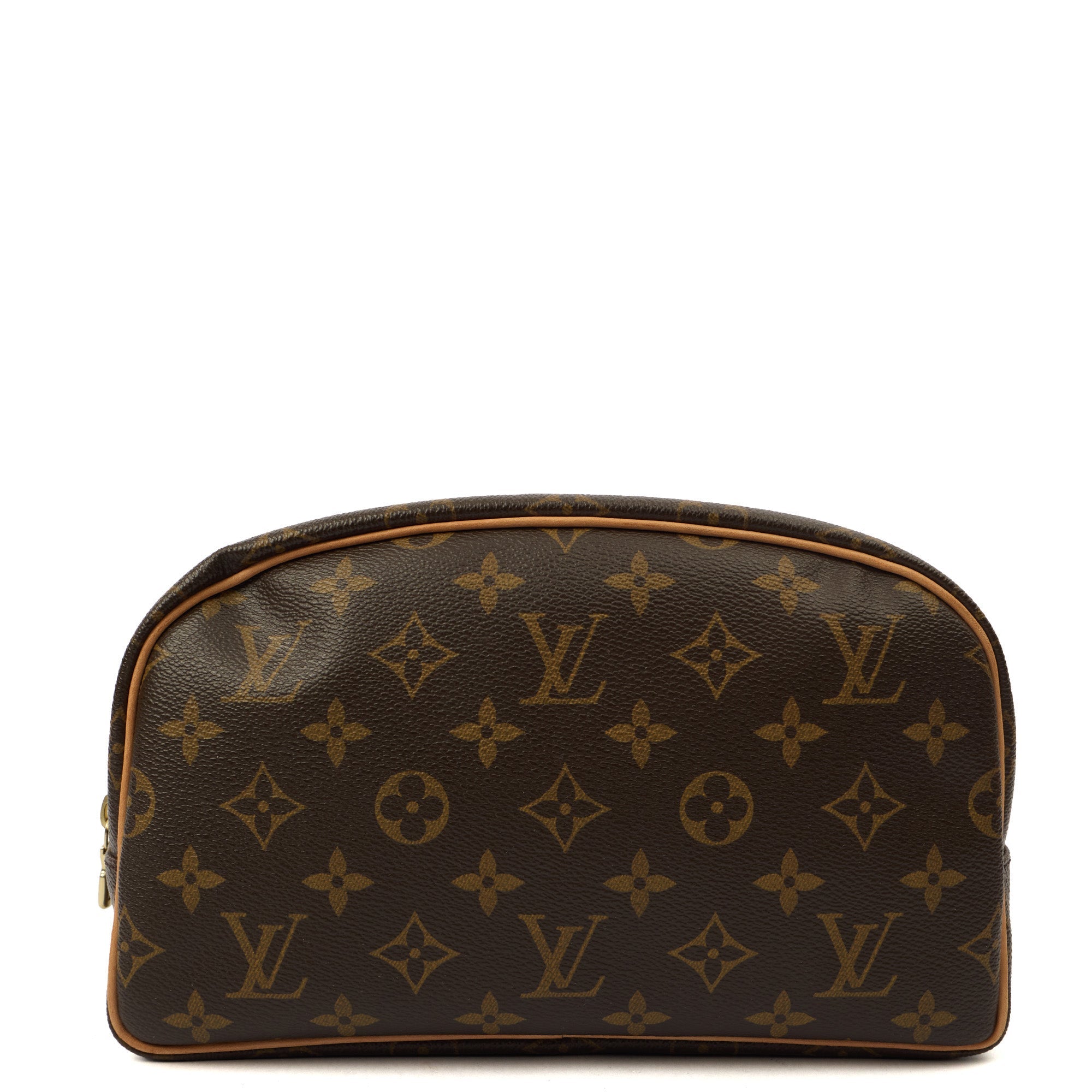Louis Vuitton Cosmetic Bag Cosmetic Pouch in Brown, Leather — Front View