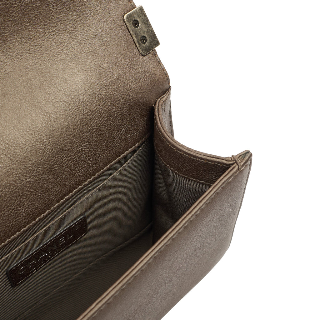Chanel Shoulder Bag Boy - Mini in Metallic, Calfskin Leather — Alternate View 10