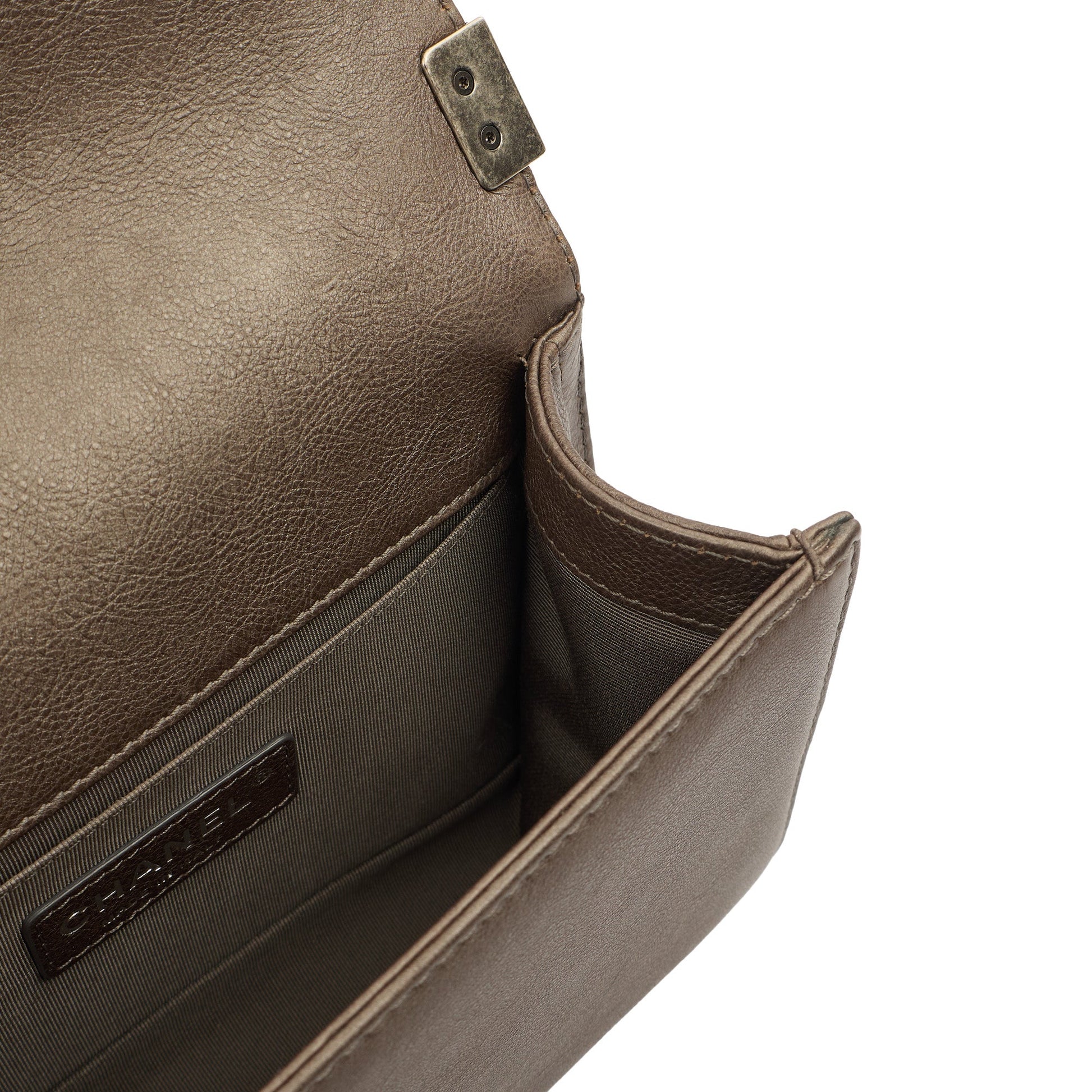Chanel Shoulder Bag Boy - Mini in Metallic, Calfskin Leather — Alternate View 10