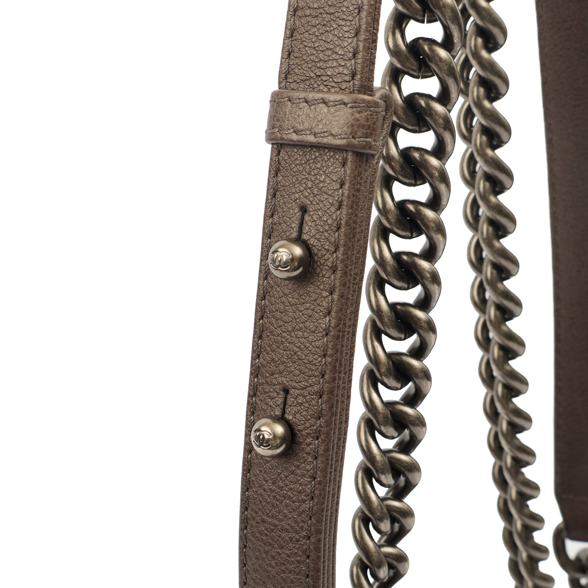Chanel Shoulder Bag Boy - Mini in Metallic, Calfskin Leather — Alternate View 9
