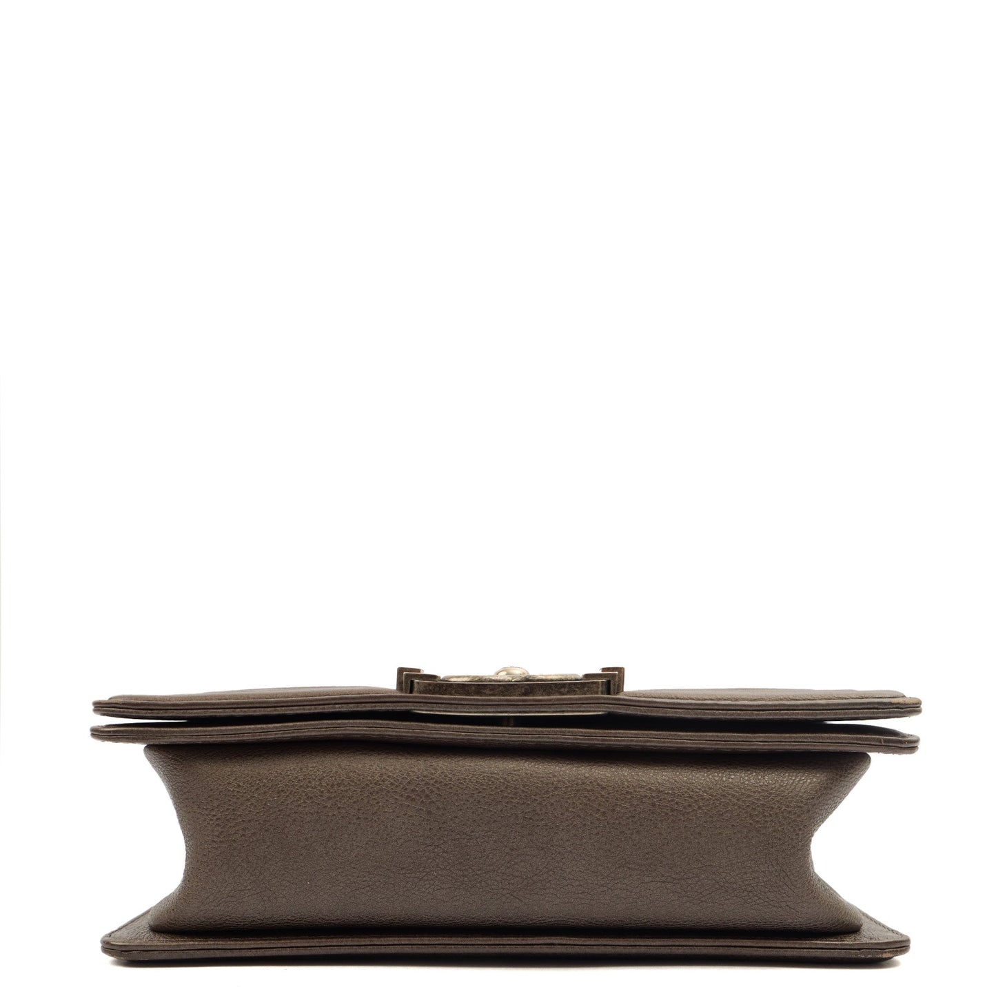 Chanel Shoulder Bag Boy - Mini in Metallic, Calfskin Leather — Detail View