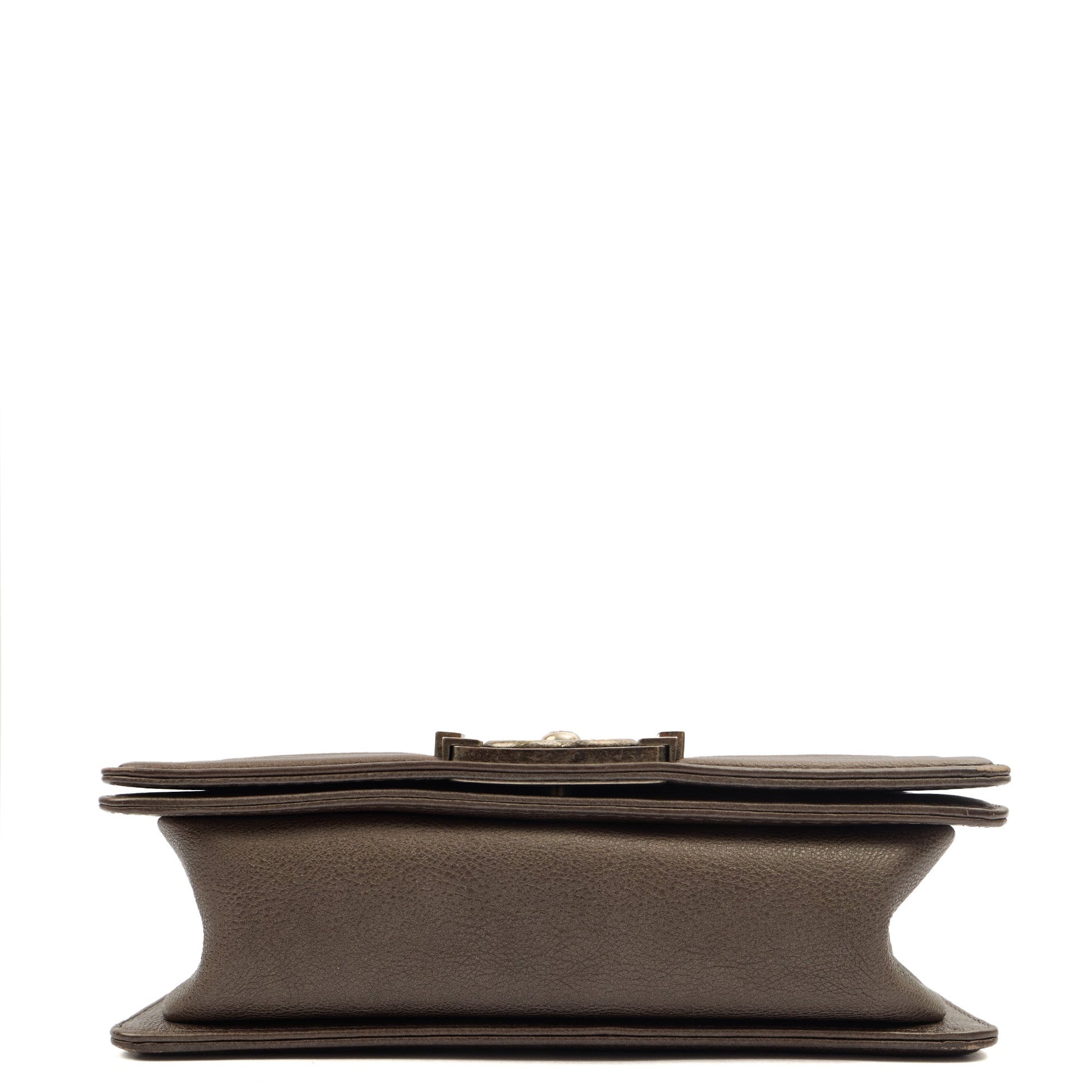 Chanel Shoulder Bag Boy - Mini in Metallic, Calfskin Leather — Detail View