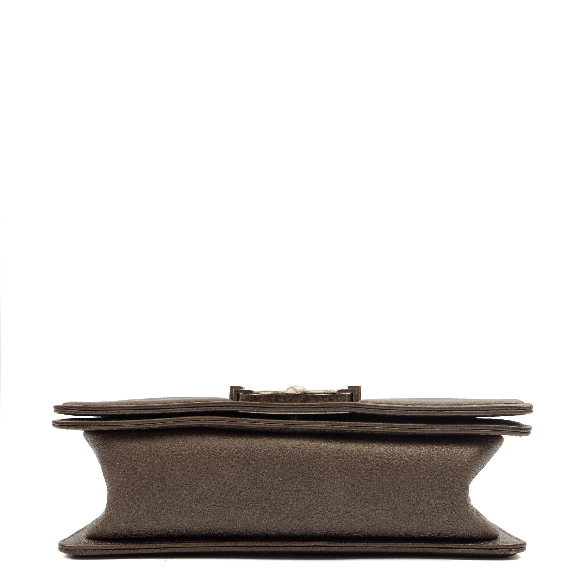 Chanel Shoulder Bag Boy - Mini in Metallic, Calfskin Leather — Detail View
