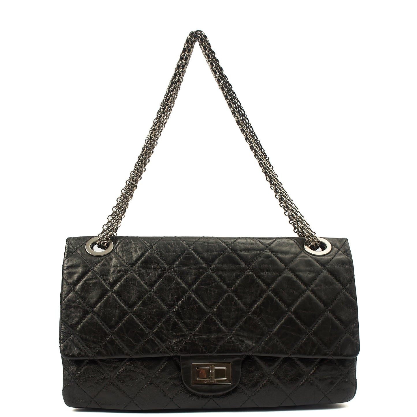 Chanel Shoulder Bag 2.55 Reissue - Maxi in Black, Crinkled Calfskin Leather — Alternate View 25