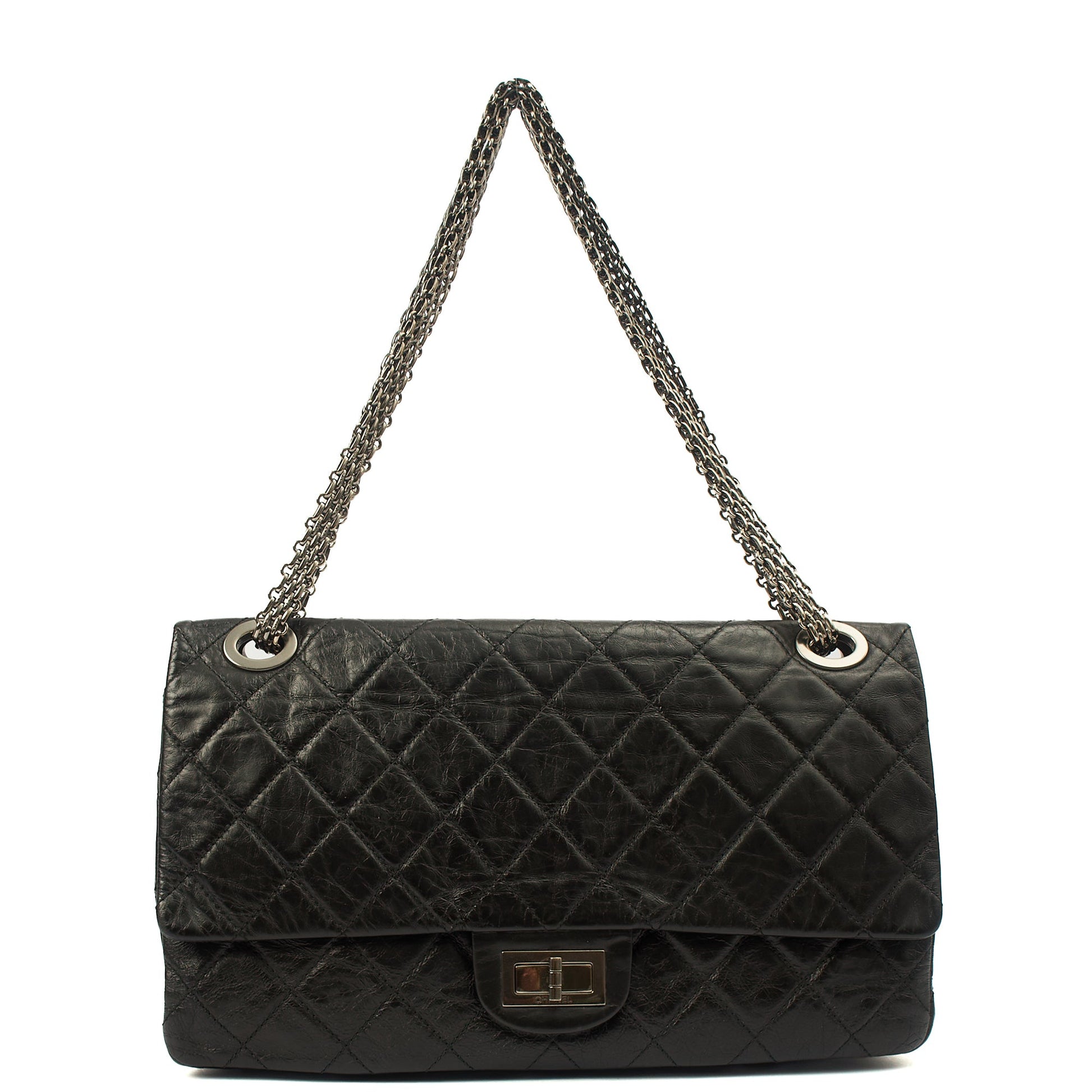 Chanel Shoulder Bag 2.55 Reissue - Maxi in Black, Crinkled Calfskin Leather — Alternate View 25