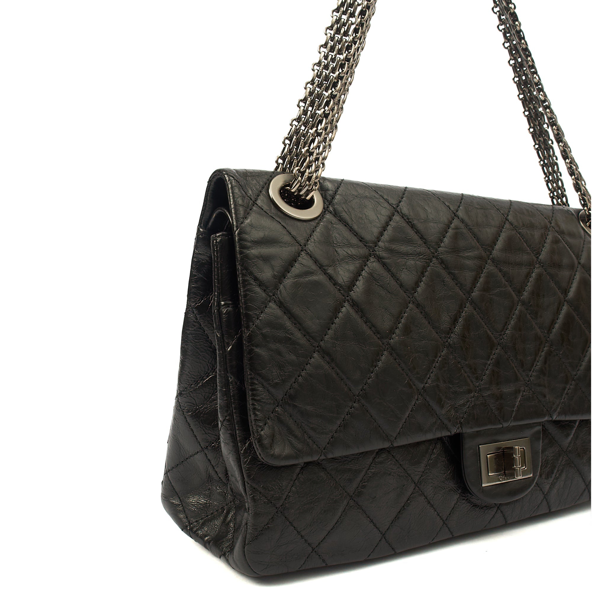 Chanel Shoulder Bag 2.55 Reissue - Maxi in Black, Crinkled Calfskin Leather — Alternate View 18