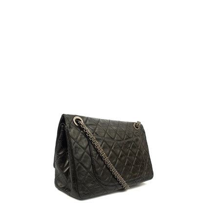 Chanel Shoulder Bag 2.55 Reissue - Maxi in Black, Crinkled Calfskin Leather — Side View