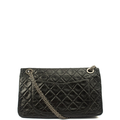 Chanel Shoulder Bag 2.55 Reissue - Maxi in Black, Crinkled Calfskin Leather — Back View
