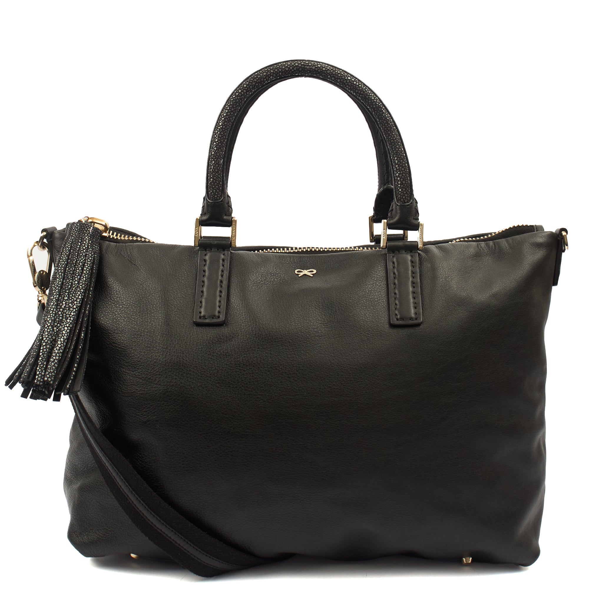 Anya Hindmarch Tote Maxi Zip- Top Handle  in Black, Leather — Alternate View 8