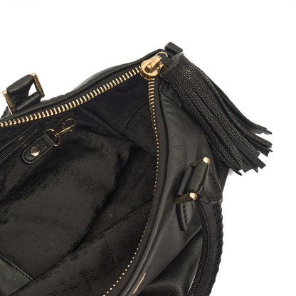 Anya Hindmarch Tote Maxi Zip- Top Handle  in Black, Leather — Detail View