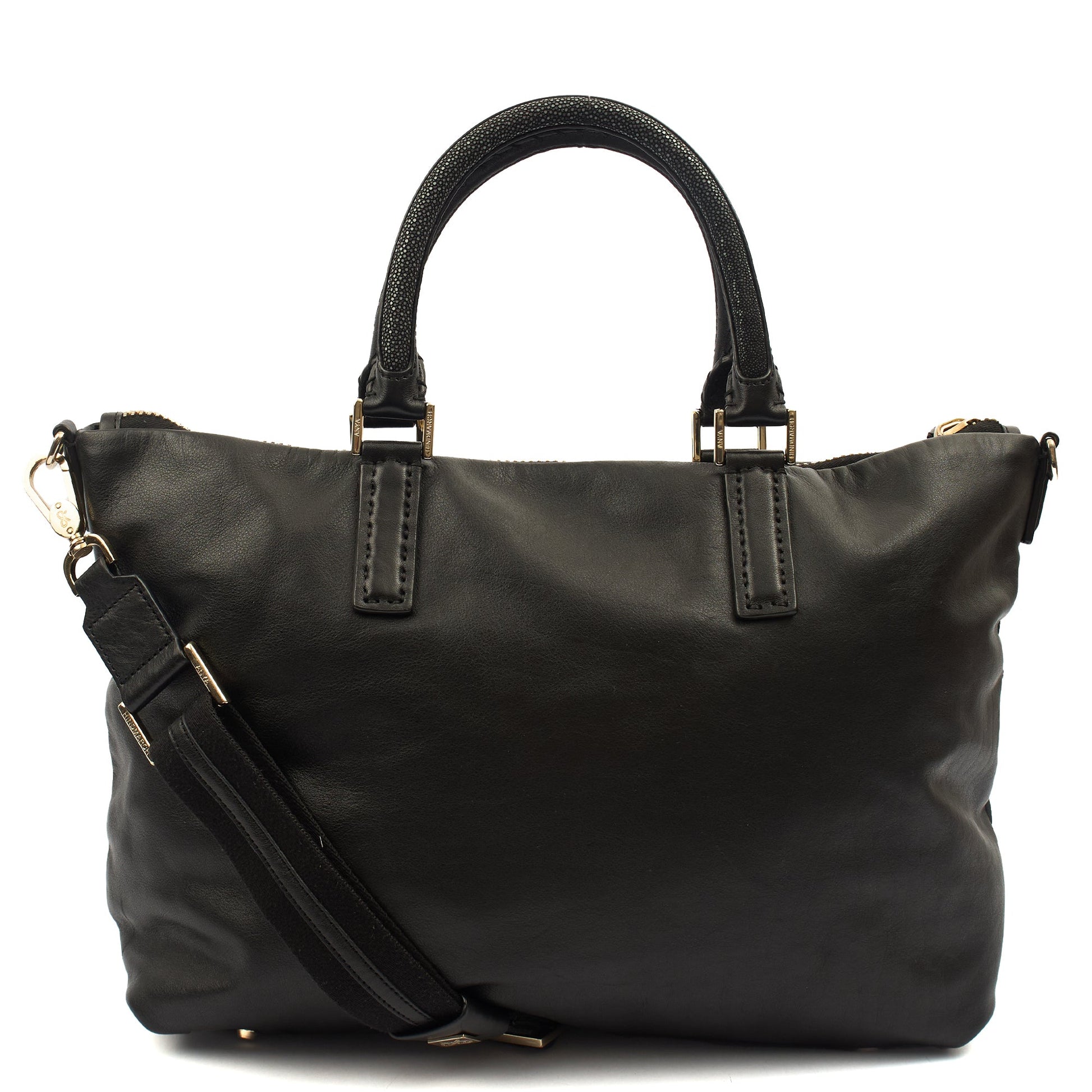 Anya Hindmarch Tote Maxi Zip- Top Handle  in Black, Leather — Back View