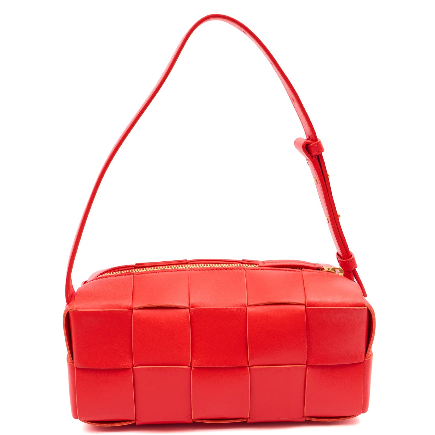 Bottega Veneta Shoulder Bag Brick in Red, Intrecciato Nappa — Back View
