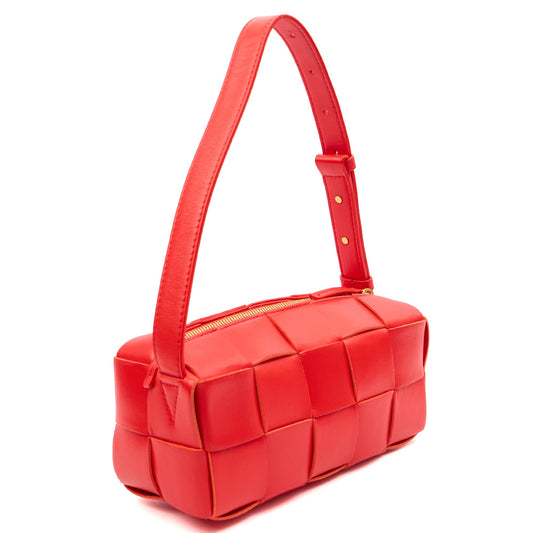 Bottega Veneta Shoulder Bag Brick in Red, Intrecciato Nappa — Side View