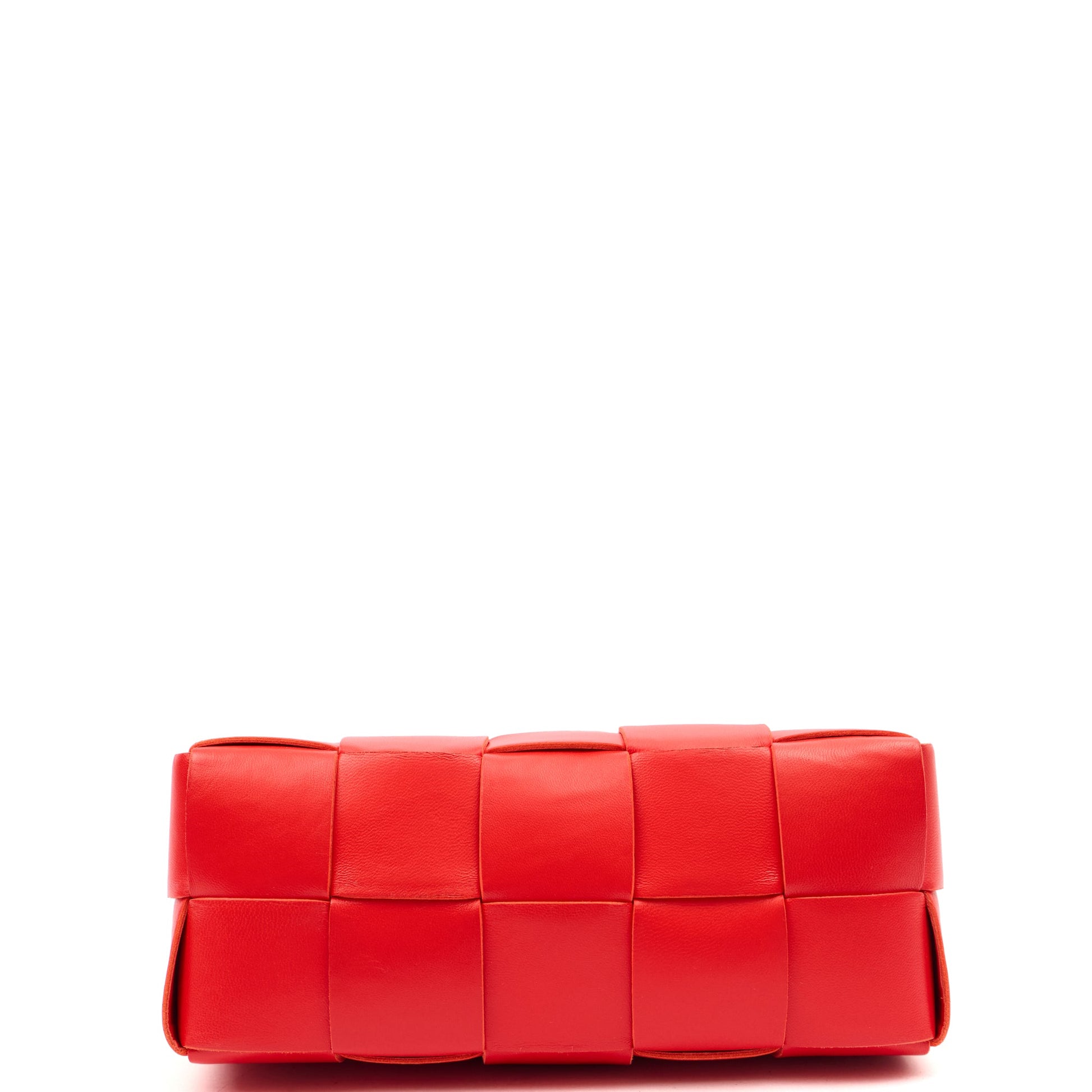 Bottega Veneta Shoulder Bag Brick in Red, Intrecciato Nappa — Top View